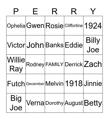 Perry Bingo Card