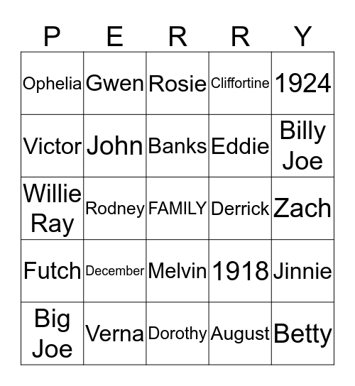 Perry Bingo Card