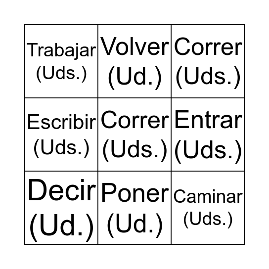 Los Mandatos Formales Bingo Card