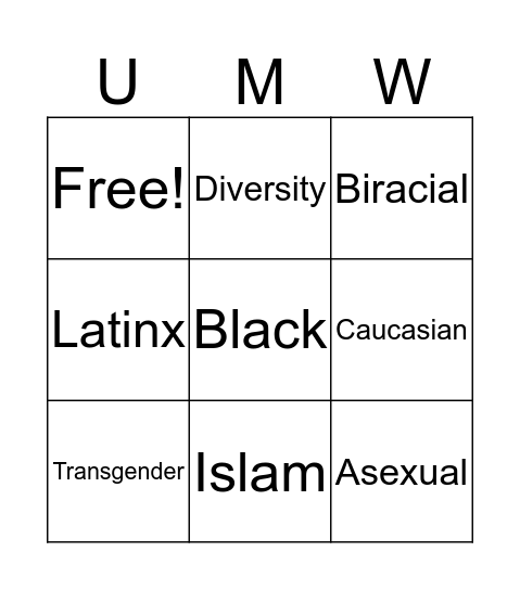 Diversity Bingo Card