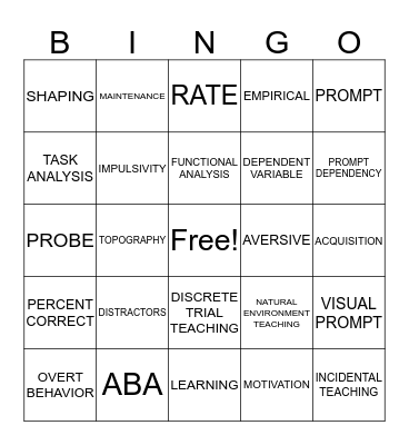 WHAT'S THE WORD? Bingo Card