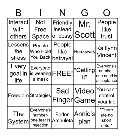 You Either Get It Or You Don't Bingo Card