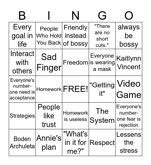 You Either Get It Or You Don't Bingo Card