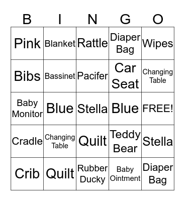 Guevara Baby Bingo Card