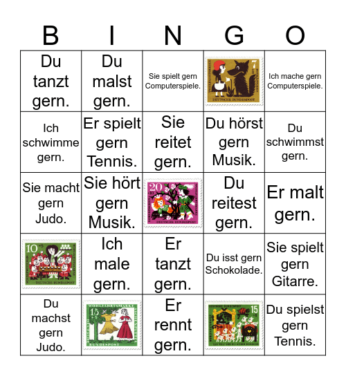 Verben e-st-t Bingo Card