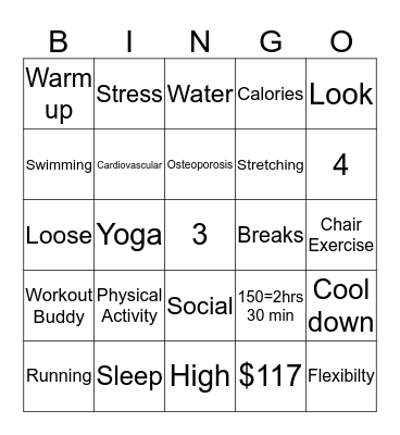 BE PROACTIVE BY STAYING ACTIVE Bingo Card