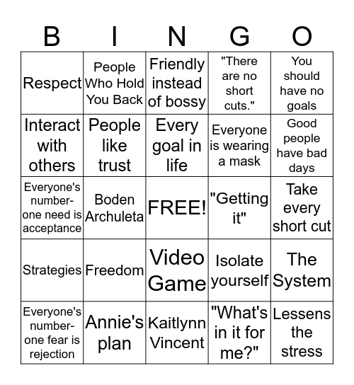 You Either Get It Or You Don't Bingo Card