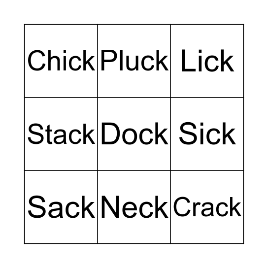 Click, Clack BINGO  Bingo Card