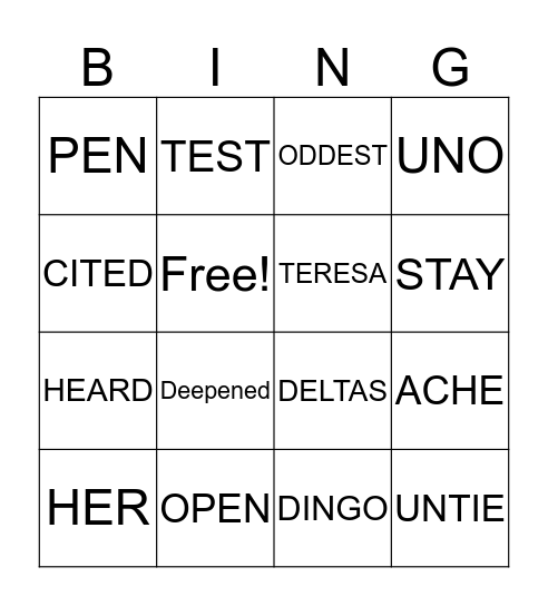 Untitled Bingo Card