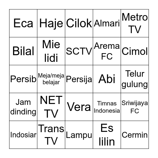 Verania ♡ Bingo Card