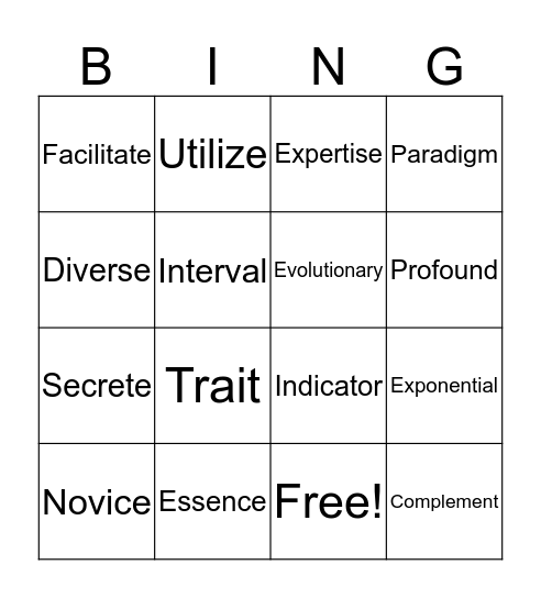 BingoUnit 3 Bingo Card