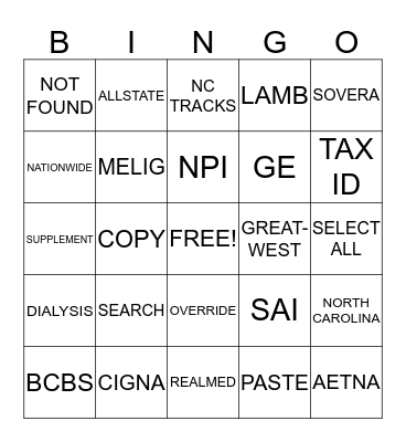 ELIGIBILITY Bingo Card