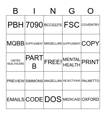 ELIGIBILITY Bingo Card