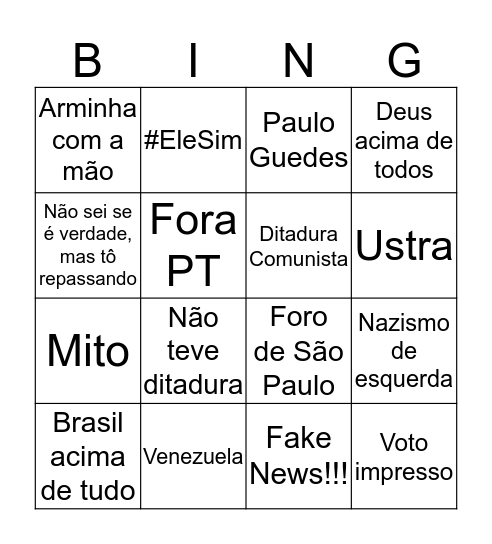 Bingo Bolsominion Bingo Card