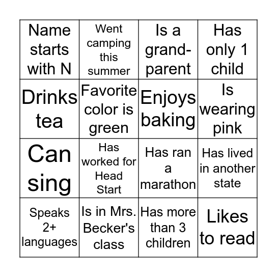 BINGO Card