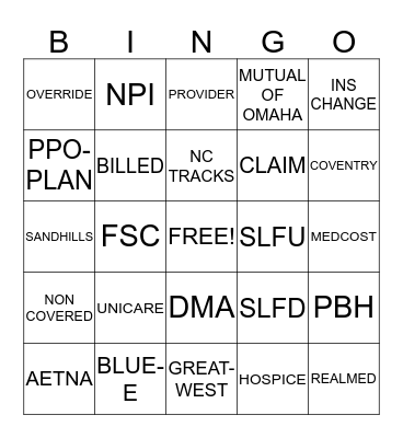 ELIGIBILTY Bingo Card