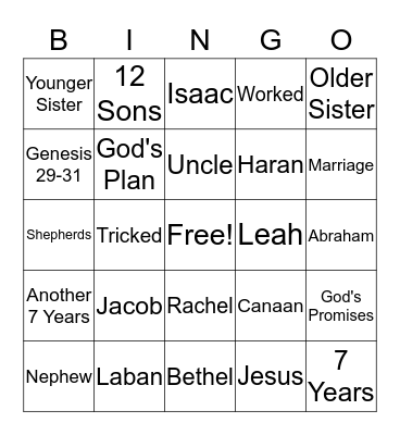 Today's Bible Story Bingo Card