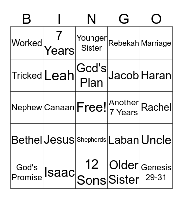 Today's Bible Story  Bingo Card