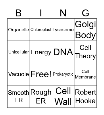 Cells Bingo Card