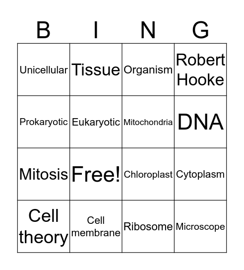 Cells Bingo Card