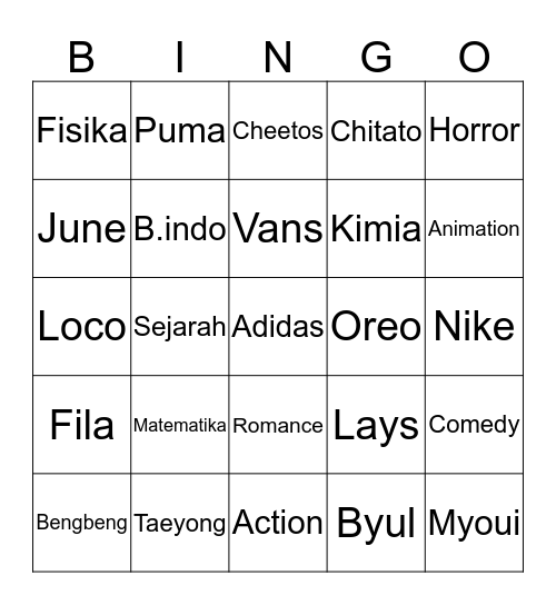 Jisoo Bingo Card