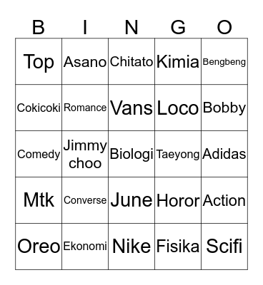 Hoam Bingo Card