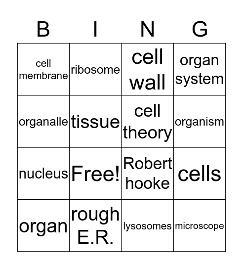 cell bingo Card