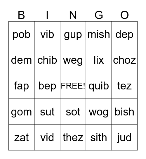 1.3 nonsense Bingo Card