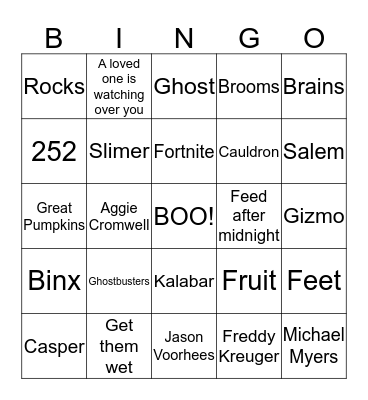 SCARY Bingo Card