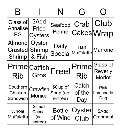 Bienvenue Bingo! Bingo Card