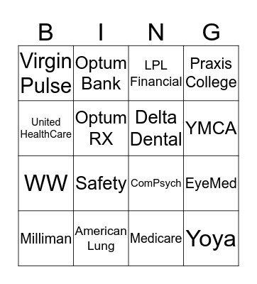 Health and Wellness Fair Bingo Card