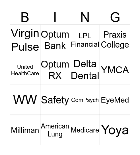 Health and Wellness Fair Bingo Card