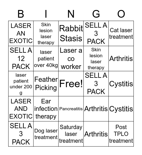 LASER BINGO Card