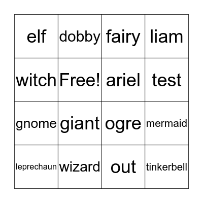 Mythical creatures Bingo Card