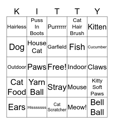 Cat Bingo Card