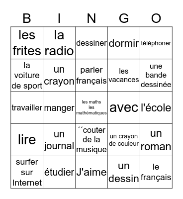 Fr 1-  Loto Chap 1 Voc 1  Bingo Card