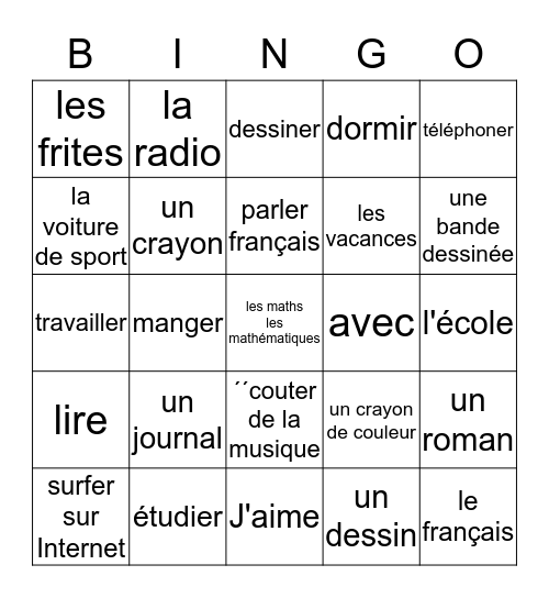 Fr 1-  Loto Chap 1 Voc 1  Bingo Card