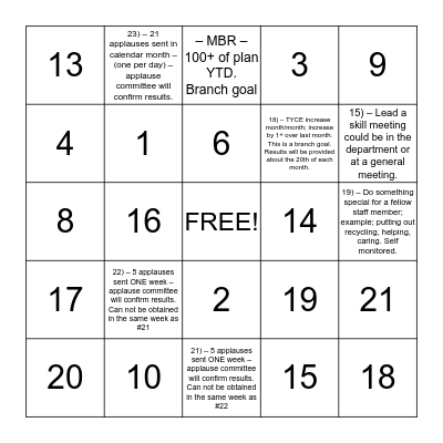 One and Done! Bingo Card
