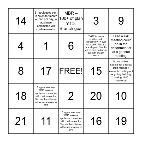 One and Done! Bingo Card