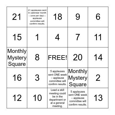One and Done! Bingo Card