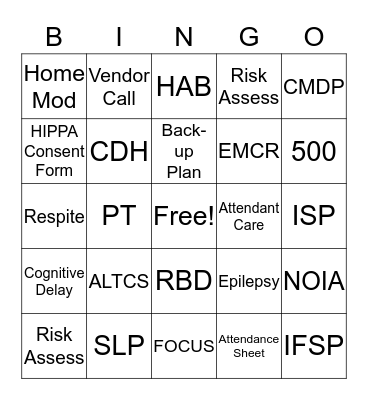 DDD BINGO Card