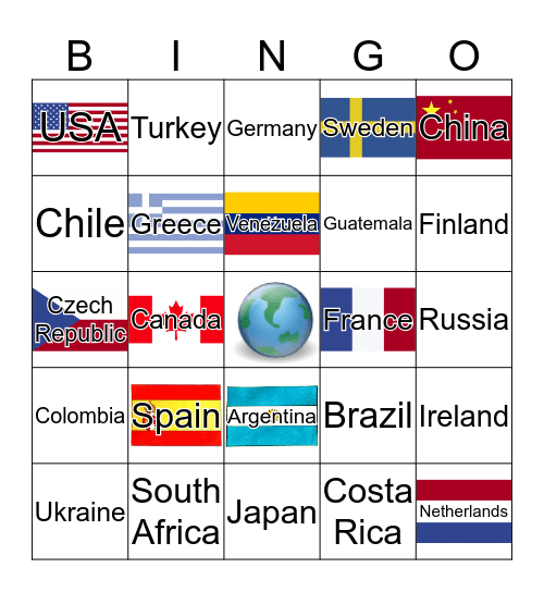 Around the World Bingo Card