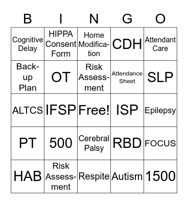DDD Bingo Card