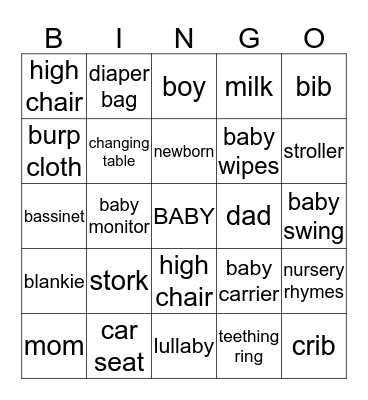BABY BINGO Card