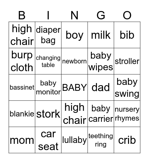 BABY BINGO Card