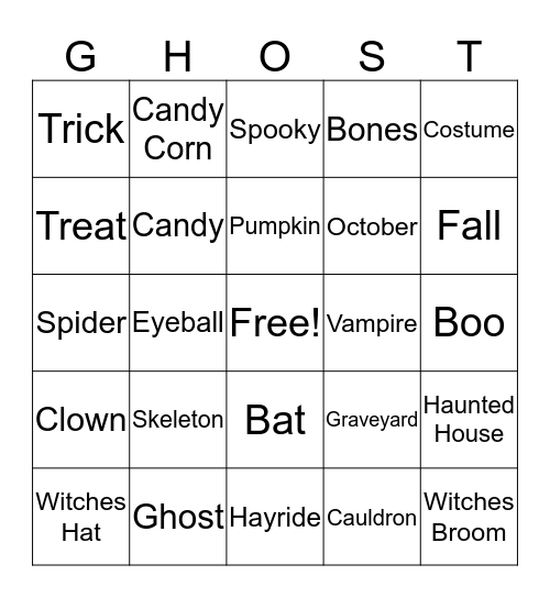 Halloween Bingo Card