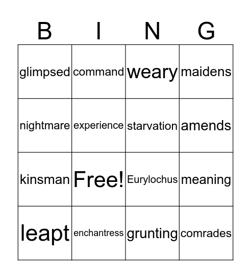 The Enchantress Bingo Card