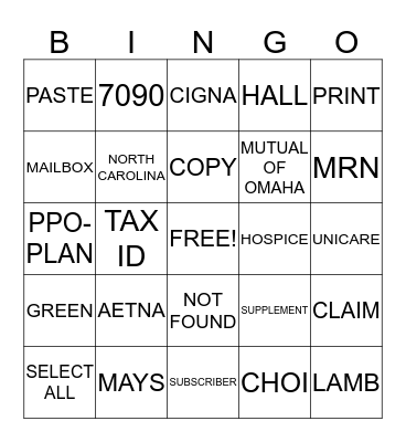 ELIGIBILITY Bingo Card