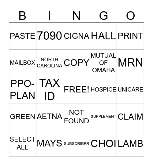 ELIGIBILITY Bingo Card