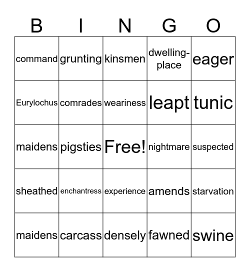 The Enchantress Bingo Card